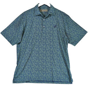 Donald Ross Men's Polo Performance Golf Stretch Shirt Green Palm Leaf Medium
